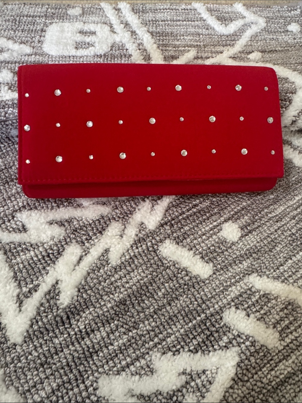 Red Studded Foldover Clutch Wristlet